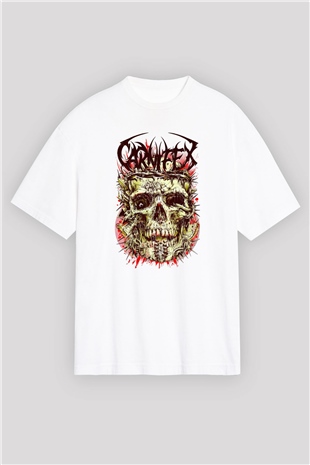 Carnifex Beyaz Oversize Tişört Oversize T-shirt - TişörtFabrikası