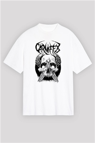 Carnifex Beyaz Oversize Tişört Oversize T-shirt - TişörtFabrikası
