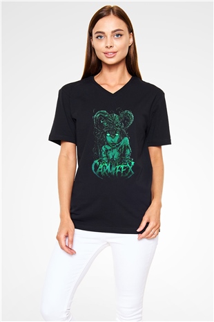 Carnifex Siyah Unisex V Yaka Tişört T-Shirt