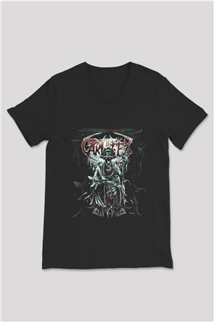 Carnifex Siyah Unisex V Yaka Tişört T-Shirt