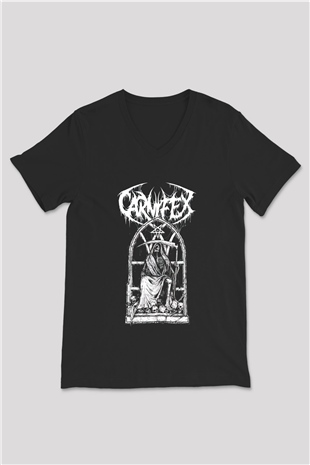 Carnifex Siyah Unisex V Yaka Tişört T-Shirt