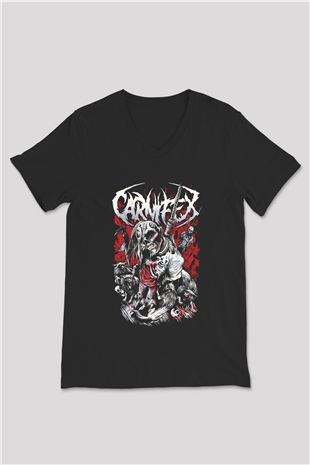 Carnifex Siyah Unisex V Yaka Tişört T-Shirt