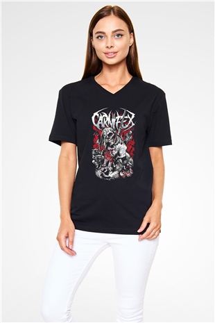 Carnifex Siyah Unisex V Yaka Tişört T-Shirt