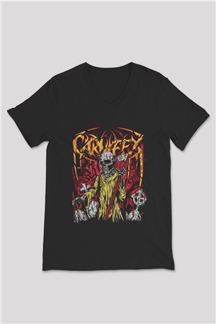 Carnifex Siyah Unisex V Yaka Tişört T-Shirt