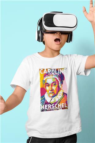 Caroline Lucretia Herschel Baskılı Unisex Beyaz Çocuk Tişörtü - Tshirt