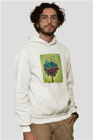 Carousel Kings Baskılı Unisex Beyaz Hoodie