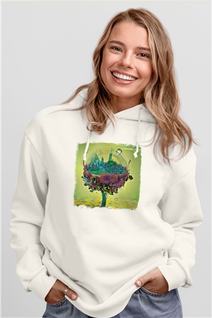 Carousel Kings Baskılı Unisex Beyaz Hoodie
