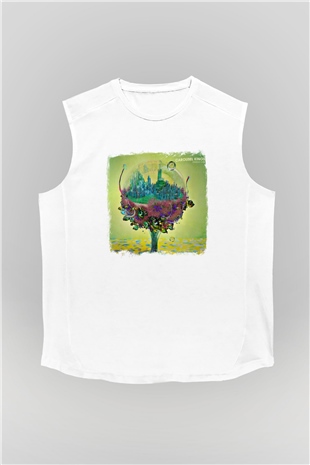 Carousel Kings Baskılı Unisex Beyaz Kolsuz Tişört