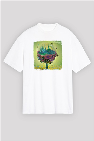 Carousel Kings Baskılı Unisex Beyaz Oversize Tişört