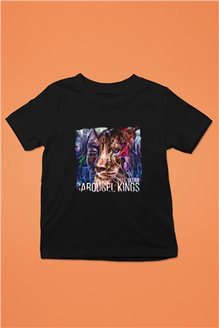 Carousel Kings Baskılı Unisex Siyah Çocuk Tişört