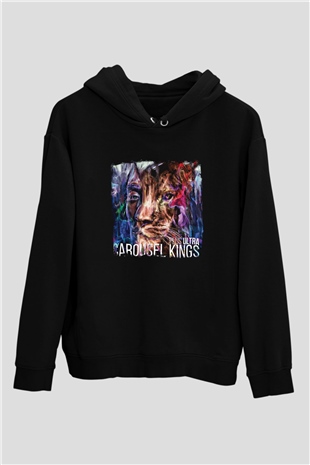 Carousel Kings Baskılı Unisex Siyah Hoodie