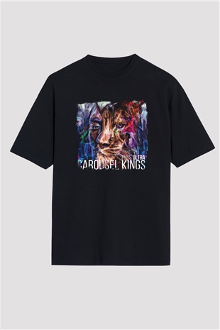 Carousel Kings Baskılı Unisex Siyah Oversize Tişört