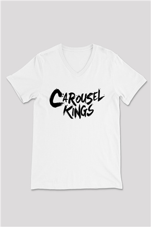 Carousel Kings Beyaz Unisex V Yaka Tişört