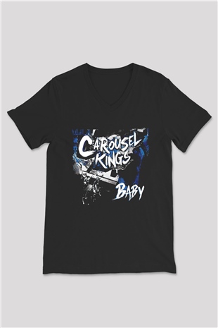Carousel Kings Siyah Unisex V Yaka Tişört