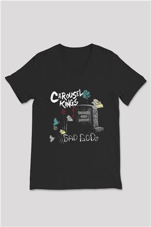 Carousel Kings Siyah Unisex V Yaka Tişört