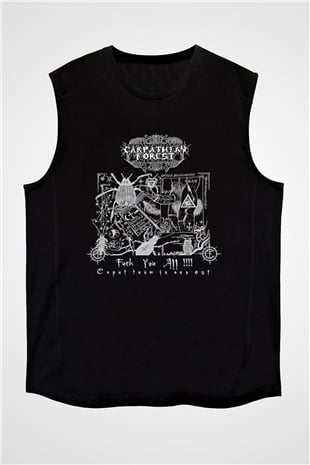 Carpathian Forest Baskılı Unisex Siyah Kolsuz Tişört - Tshirt