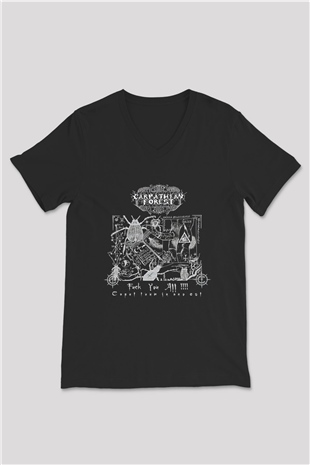 Carpathian Forest Baskılı Unisex Siyah V Yaka Tişört - Tshirt