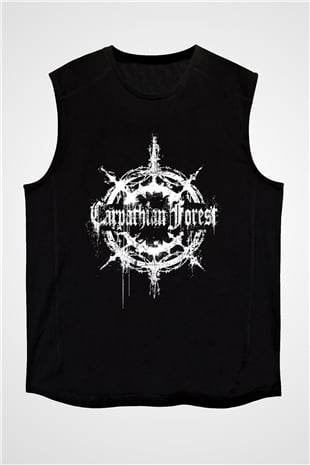 Carpathian Forest Baskılı Unisex Siyah Kolsuz Tişört - Tshirt