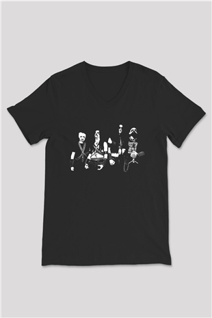 Carpathian Forest Baskılı Unisex Siyah V Yaka Tişört - Tshirt