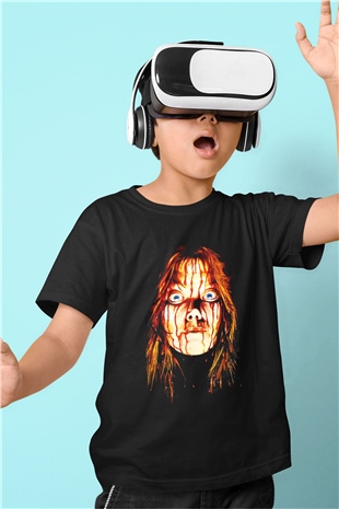 Carrie Baskılı Siyah Unisex Çocuk Tişört