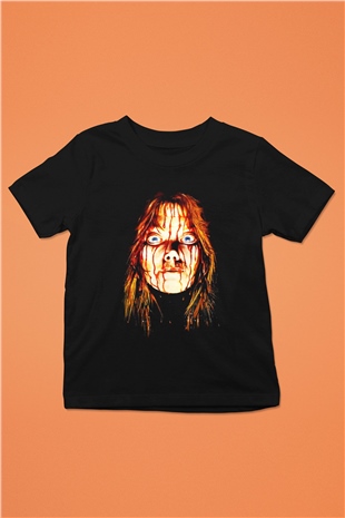 Carrie Baskılı Siyah Unisex Çocuk Tişört