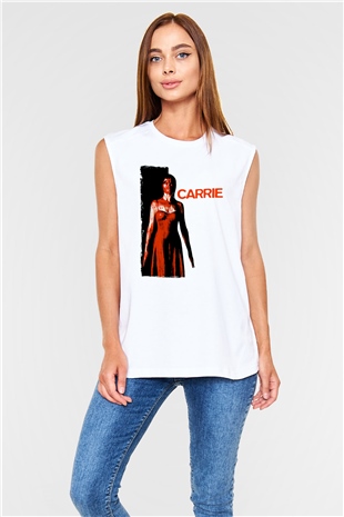 Carrie Beyaz Unisex  Kolsuz Tişört