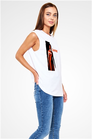 Carrie Beyaz Unisex  Kolsuz Tişört