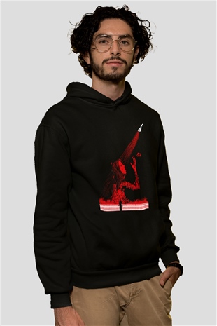 Carrie Siyah Unisex Kapüşonlu Sweatshirt