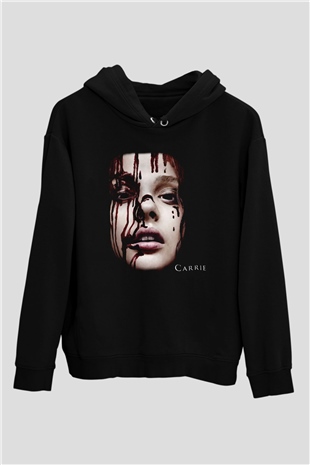 Carrie Siyah Unisex Kapüşonlu Sweatshirt