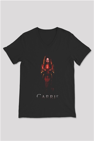 Carrie Siyah Unisex  V Yaka Tişört