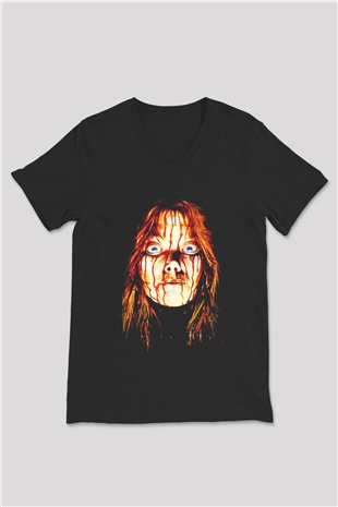 Carrie Siyah Unisex V Yaka Tişört