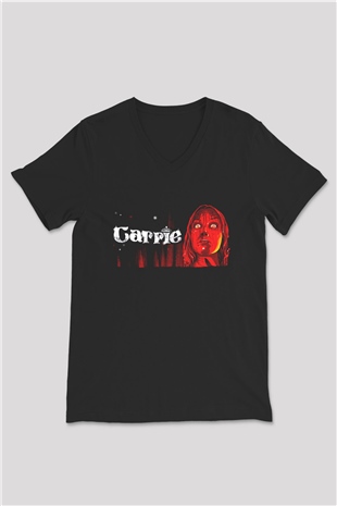Carrie Siyah Unisex  V Yaka Tişört
