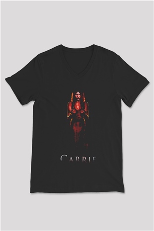 Carrie Siyah Unisex  V Yaka Tişört