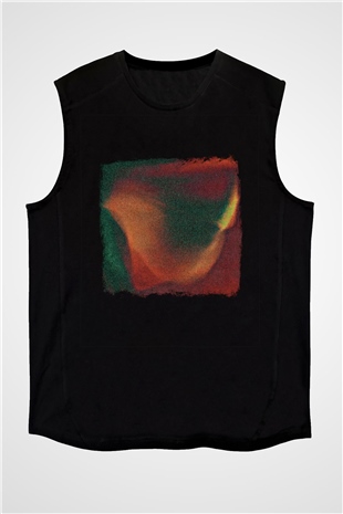 Casey Baskılı Unisex Siyah Kolsuz Tişört