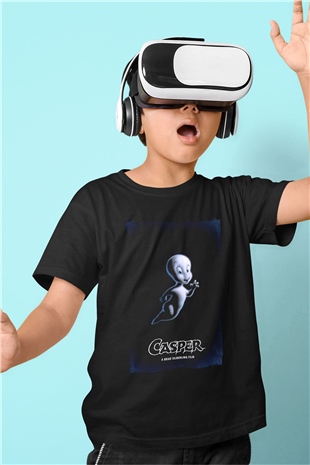 Casper Baskılı Unisex Siyah  Çocuk Tişört