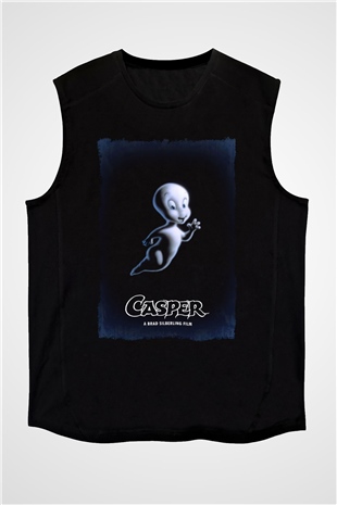 Casper Baskılı Unisex Siyah  Kolsuz Tişört