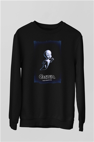 Casper Baskılı Unisex Siyah  Sweatshirt