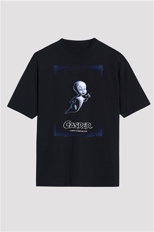 Casper Baskılı Oversize Siyah Tişört