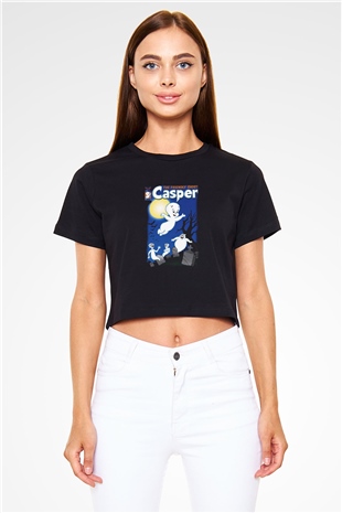 Casper the Friendly Ghost Siyah Crop Top Tişört