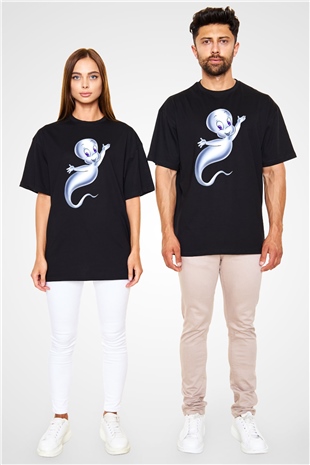Casper the Friendly Ghost Siyah Unisex Oversize Tişört