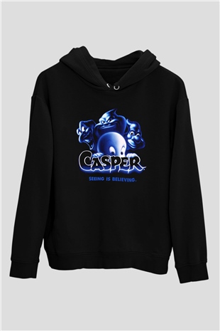 Casper the Friendly Ghost Siyah Unisex Kapüşonlu Sweatshirt