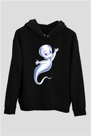 Casper the Friendly Ghost Siyah Unisex Kapüşonlu Sweatshirt