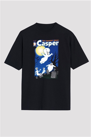 Casper the Friendly Ghost Siyah Unisex Oversize Tişört