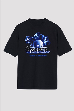 Casper the Friendly Ghost Siyah Unisex Oversize Tişört