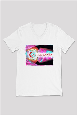 Castlevania: Lords of Shadow Beyaz Unisex V Yaka Tişört