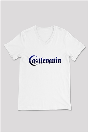 Castlevania: Lords of Shadow Beyaz Unisex V Yaka Tişört T-Shirt