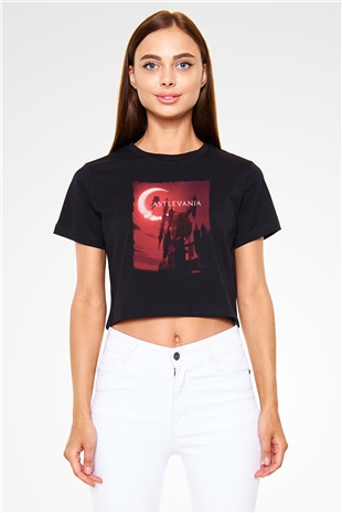 Castlevania: Lords of Shadow Siyah  Crop Top Tişört