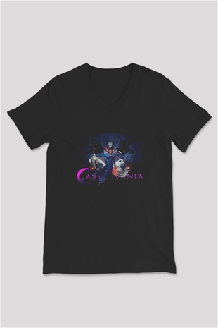 Castlevania: Lords of Shadow Siyah Unisex V Yaka Tişört