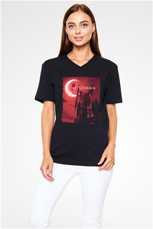 Castlevania: Lords of Shadow Siyah Unisex V Yaka Tişört