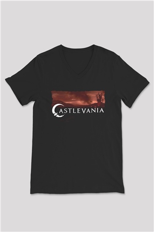 Castlevania: Lords of Shadow Siyah Unisex V Yaka Tişört